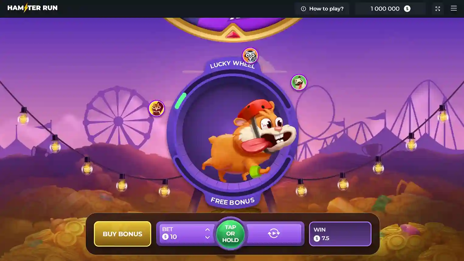 Inicio de ronda en Hamster Run con cuenta regresiva de multiplicador